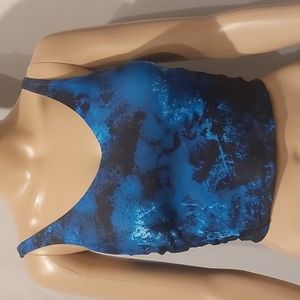 Oalka crop tan top heart bra athletic top tie Dye navy size‎ XS